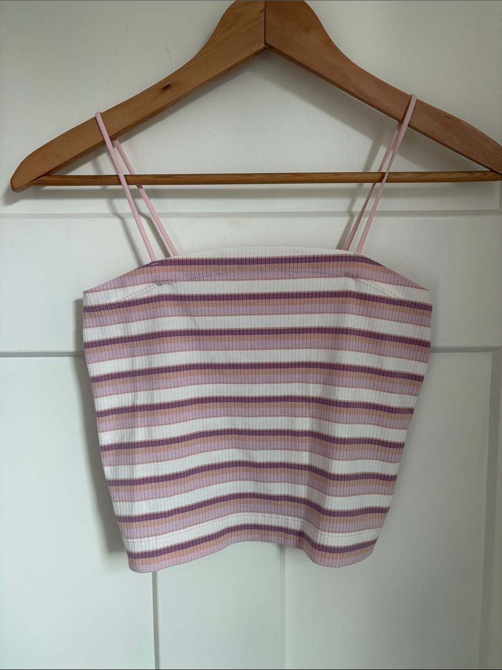 American Eagle Outfitters Pink and Lavender Striped Ribbed Cami